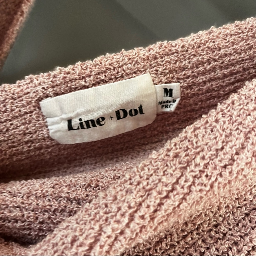 Revolve Line & Dot Sweater Blush Pink Cozy Ribbed V-neck - Picture 3 of 6
